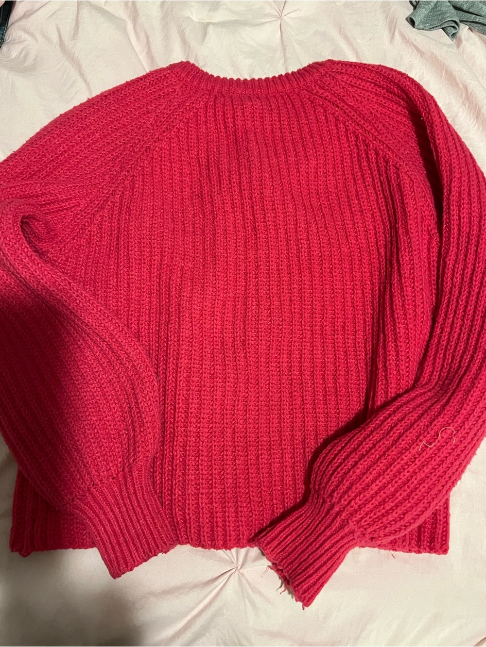 Pink Rib-Knit Button-Front Women’s Sweater - Picture 3 of 3